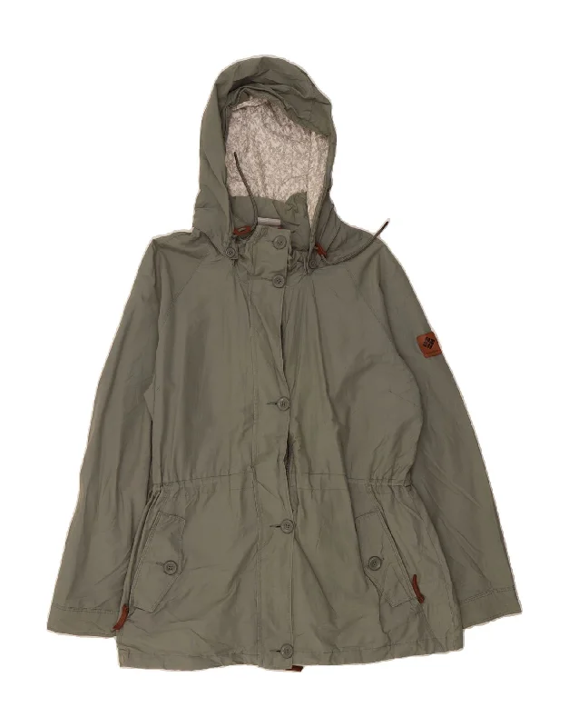 COLUMBIA Womens Hooded Parka Jacket UK 18 XL Green Cotton Elegant Women's Formal 