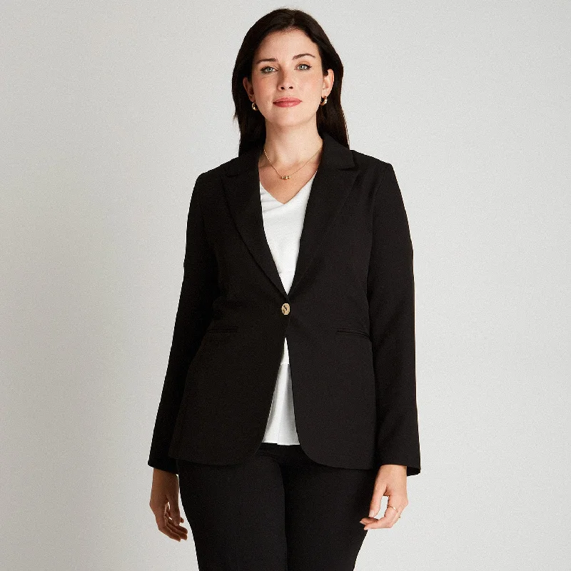 Blazer Negro Manga Larga Liso