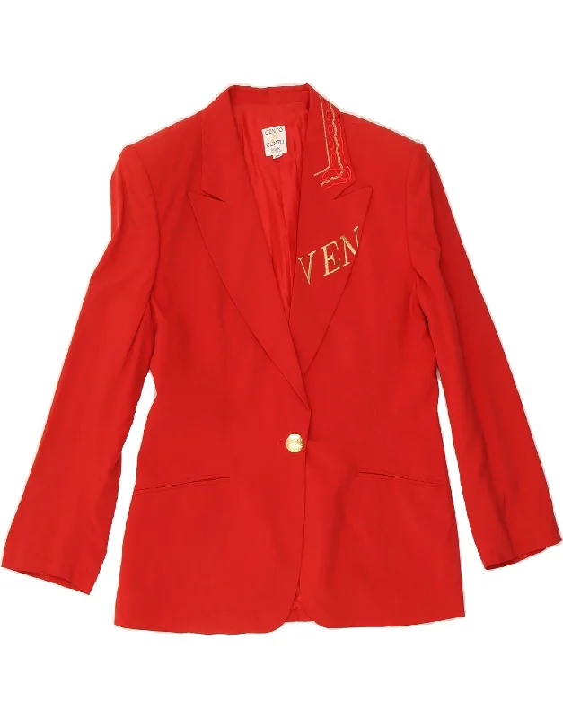 ICEBERG Womens Graphic 1 Button Blazer Jacket UK 44 Medium Red Classic Cozy Women's Winter ICEBERG Womens Graphic 1 Button Blazer Jacket UK 44 Medium Red Classic Cozy Women's Winter