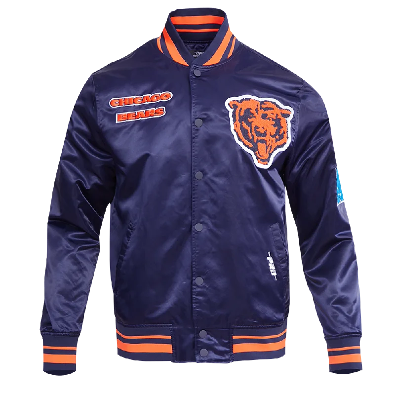 NFL CHICAGO BEARS RETRO CLASSIC MEN'S RIB SATIN JACKET (MIDNIGHT NAVY/ORANGE/MIDNIGHT NAVY) Sophisticated Women's Tailored NFL CHICAGO BEARS RETRO CLASSIC MEN'S RIB SATIN JACKET (MIDNIGHT NAVY/ORANGE/MIDNIGHT NAVY) Sophisticated Women's Tailored