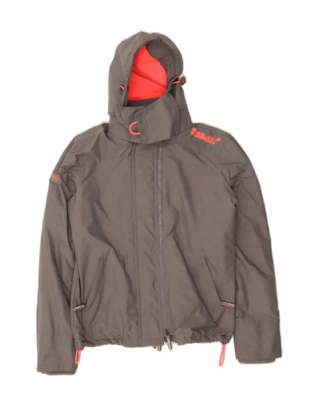 SUPERDRY Womens Windcheater Hooded Windbreaker Jacket UK 16 Large Grey Traditional Women's Wool SUPERDRY Womens Windcheater Hooded Windbreaker Jacket UK 16 Large Grey Traditional Women's Wool