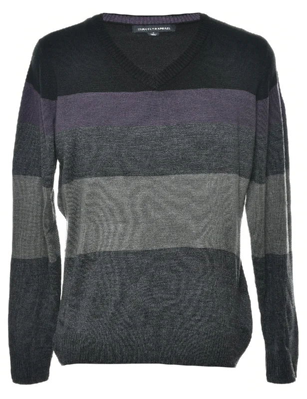Colour Block Jumper - M Elegant Women's 