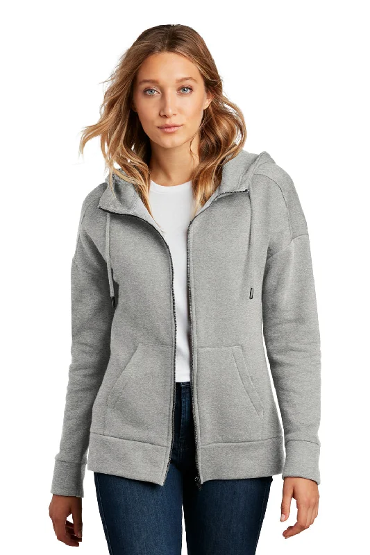 District Womens Perfect Weight Fleece Full Zip Hooded Sweatshirt Hoodie w/ Pockets - Heather Steel Grey Practical Women's Multi - District Womens Perfect Weight Fleece Full Zip Hooded Sweatshirt Hoodie w/ Pockets - Heather Steel Grey Practical Women's Multi -