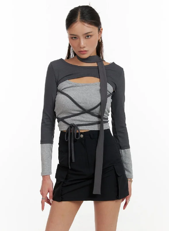 X Strap Bolero with Thin Scarf CY402 Vacation