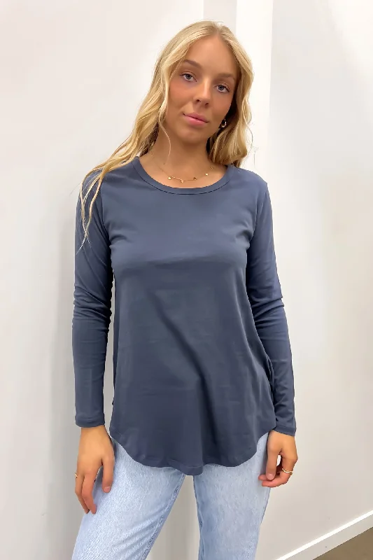 Megan Long Sleeve Top Indi Blue Preppy Women's College