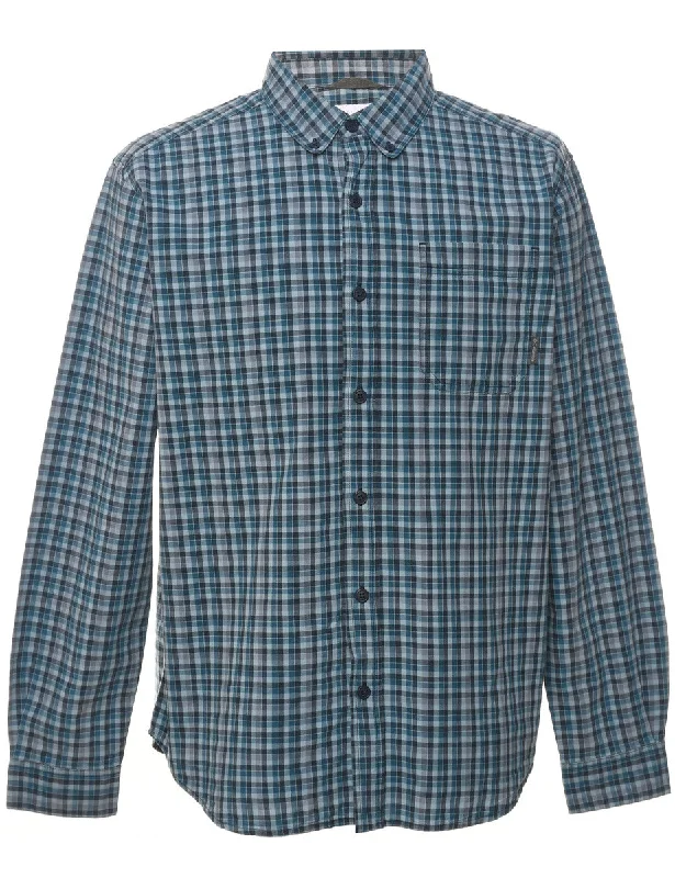 Columbia Checked Navy & Dark Grey Shirt - L Confident Women's High - fashion