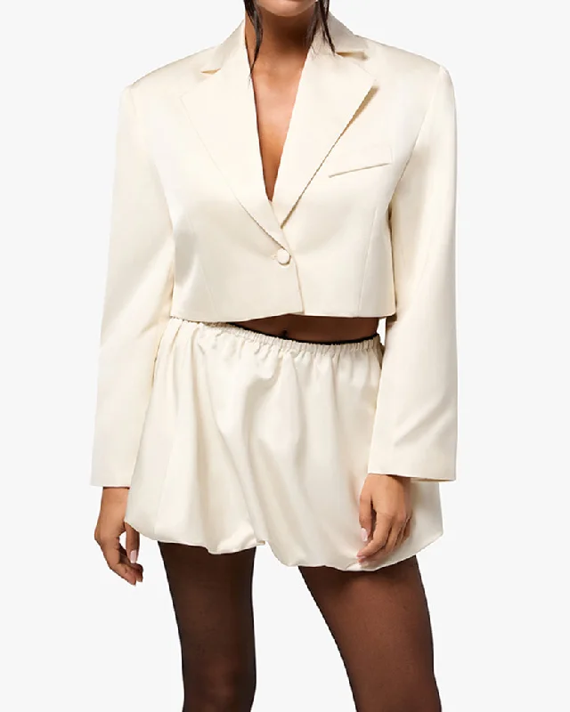 Cropped Satin Blazer Sporty Women's Athleisure 