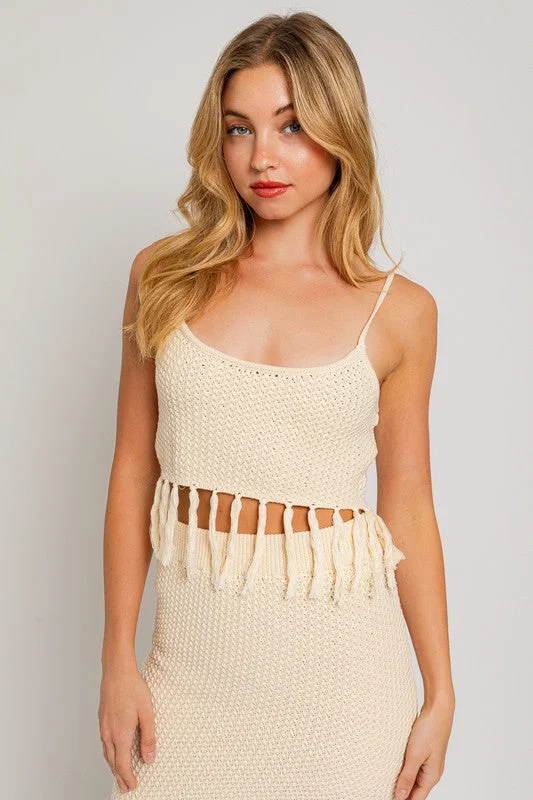 Catalina Island Tassel Crop Top Dynamic Women's High - energy