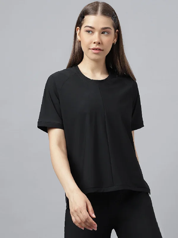 Fitkin women self stripes back mesh design short sleeves t-shirt Monochromatic All - in - one