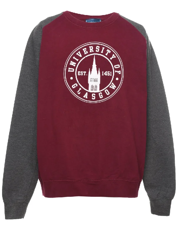 University Of Glasgow Printed Sweatshirt - XL Edgy Women's Punk