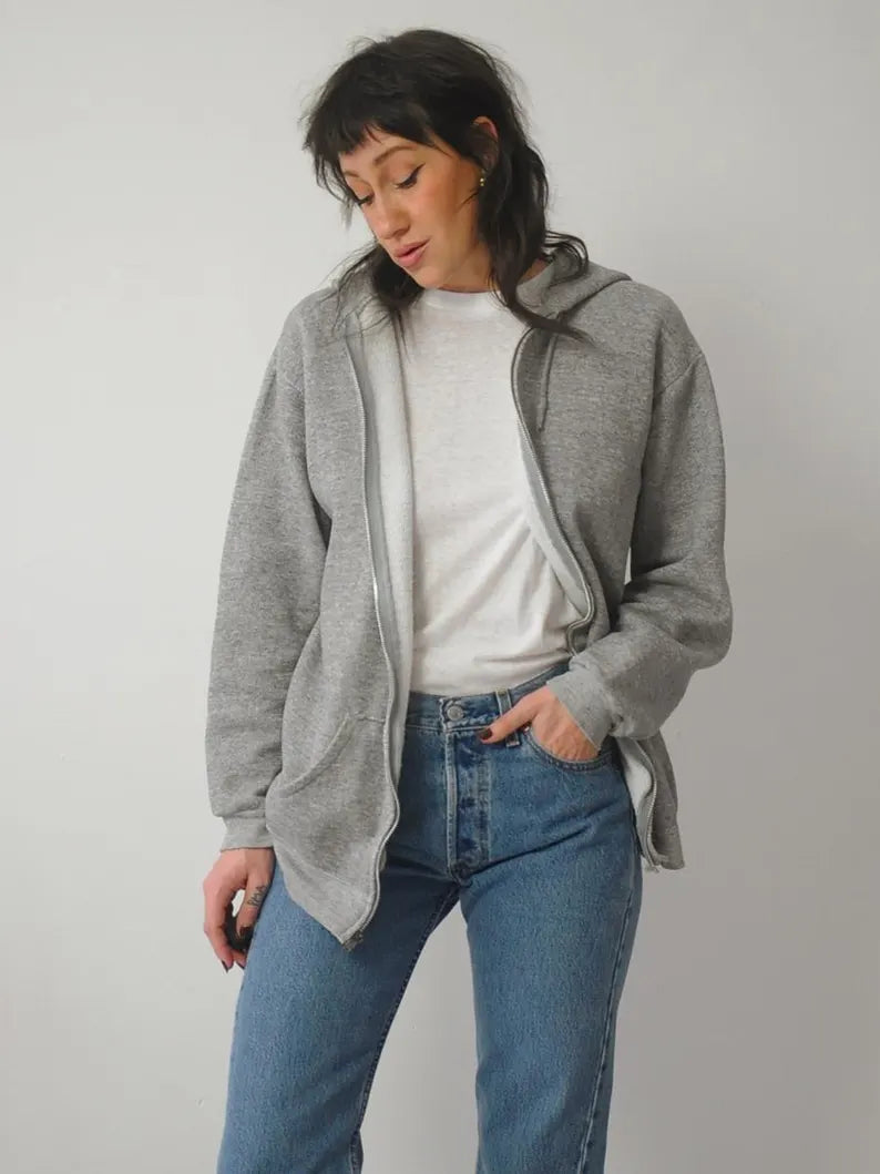 1980's Zip Up Gray Hoodie