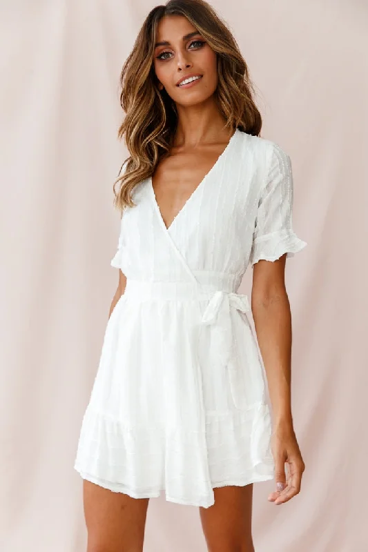 Rubi V-Neckline Wrap Dress White Sharp Women's Italian