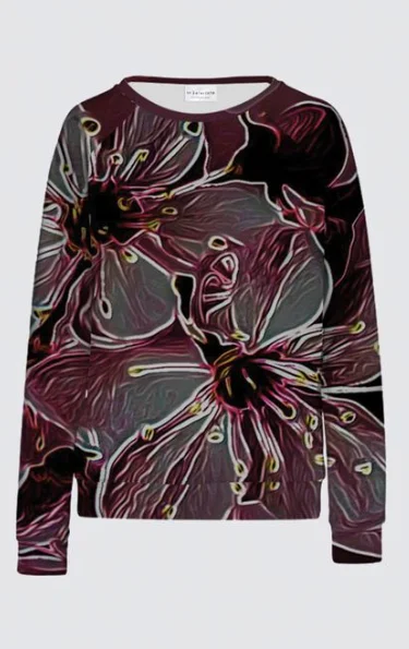 Floral Embosses: Pictorial Cherry Blossoms 01-04 Designer Mosa Sweatshirt Bohemian Women's Free Floral Embosses: Pictorial Cherry Blossoms 01-04 Designer Mosa Sweatshirt Bohemian Women's Free
