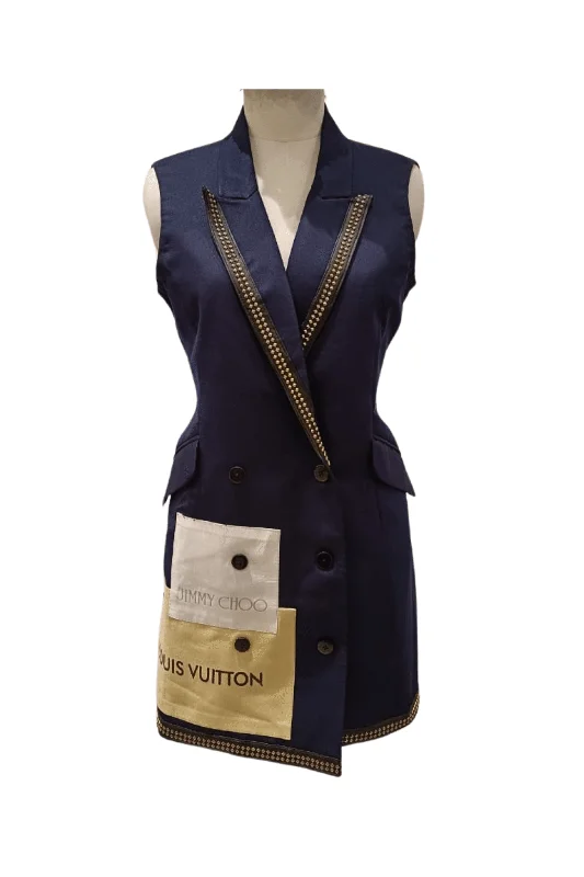 Navy Blue Upcycled Blazer Dress