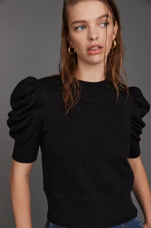 The Just Enough Puff Short Sleeve Sweatshirt in Black