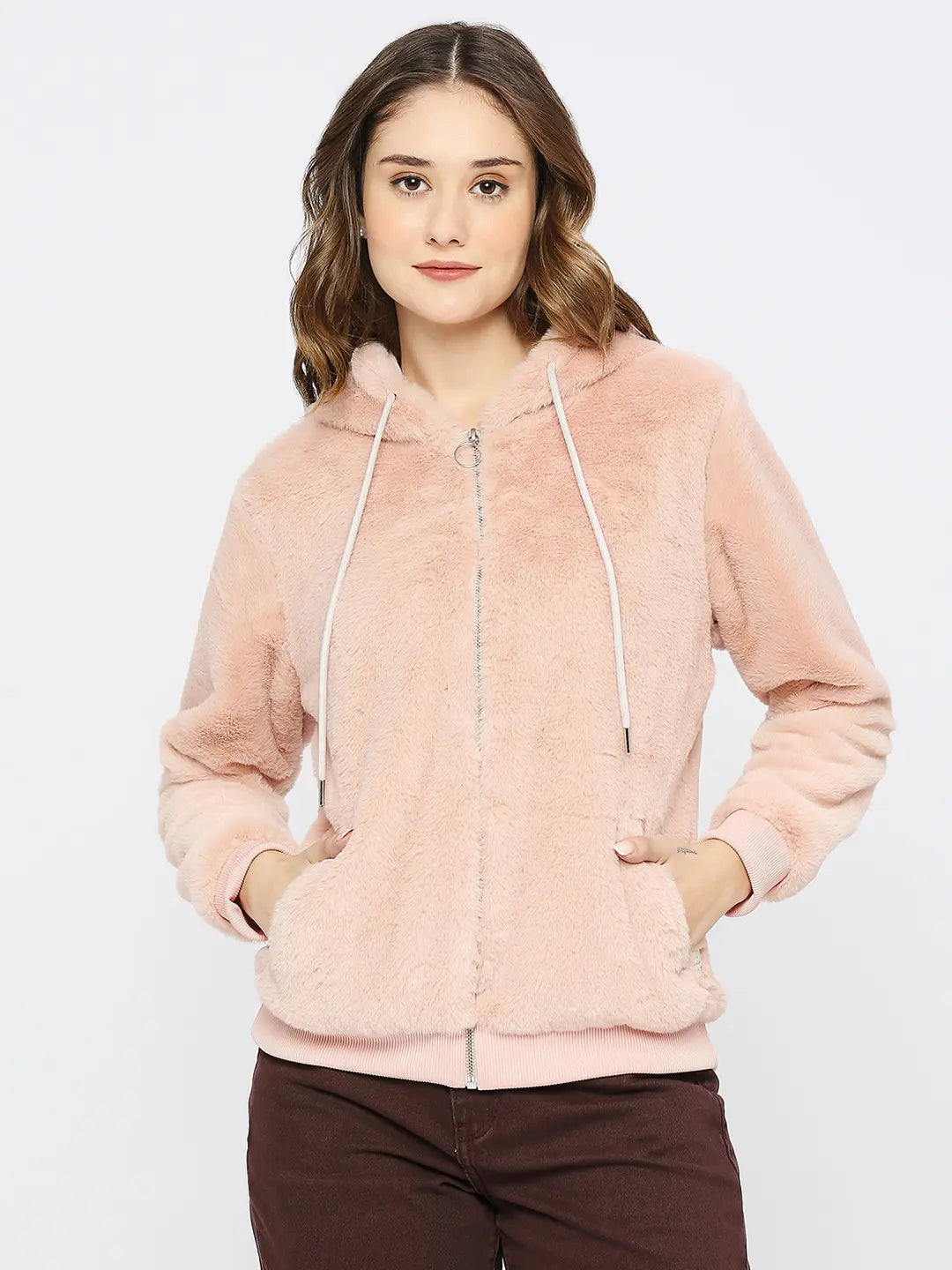 Spykar Women Pink Blended Regular Fit Plain Hoodie Sharp Women's Italian