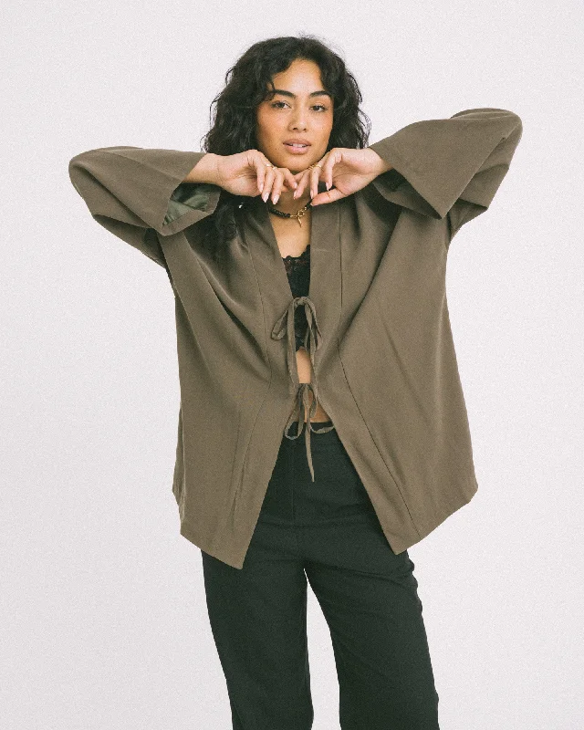 TILTIL Tencel Claire Kimono Army Green Unique Women's Upcycled