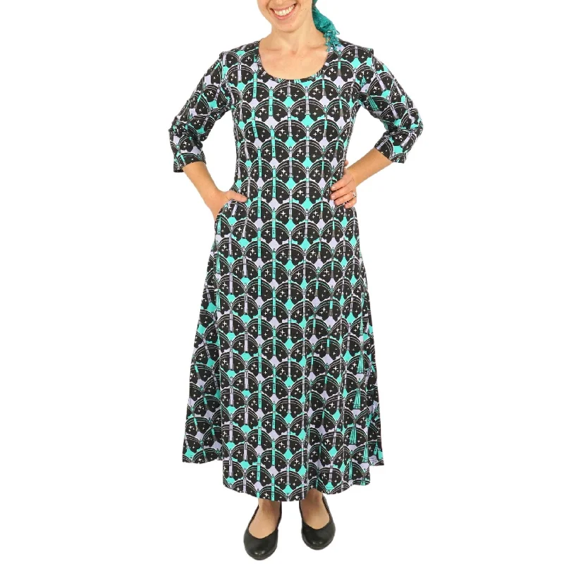 Rockets Galore 3/4th Sleeves Midi Dress (No Waist Seam) [FINAL SALE] French