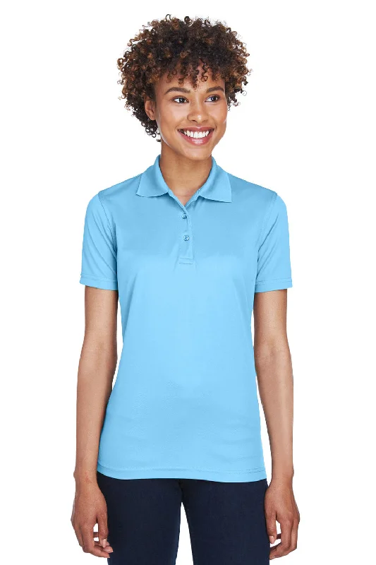 UltraClub Womens Cool & Dry Moisture Wicking Short Sleeve Polo Shirt - Columbia Blue