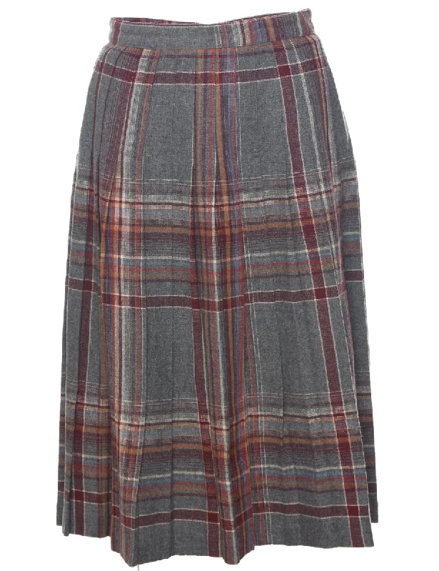 Checked Pleated Skirt - S