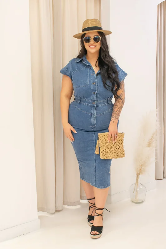 NEW AVIE DENIM MAXI DRESS