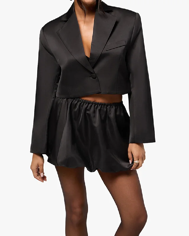 Cropped Satin Blazer French