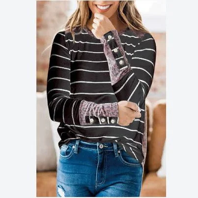 Leopard Print Patchwork Tops For Women Wholesale Clothing Classic Women's Tweed