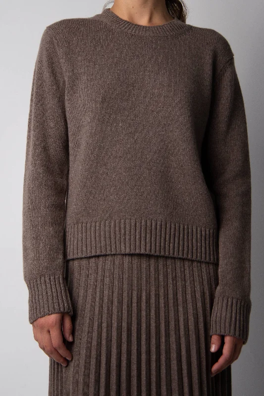 Cashmere Mix Crewneck Sweater Monochromatic Office Style