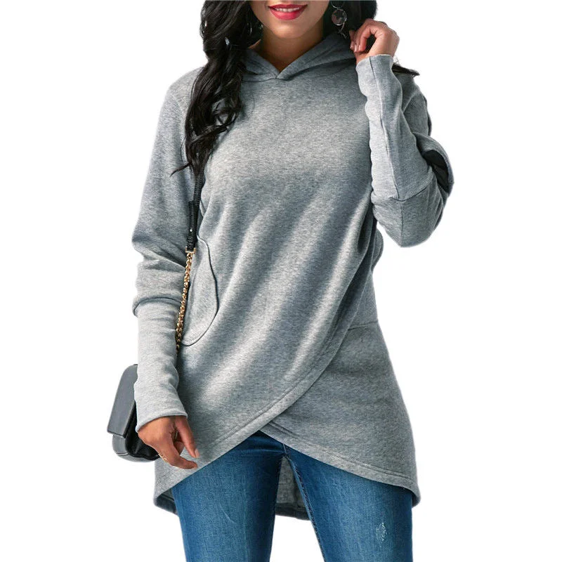 Loose Hooded Irregular Long Sleeve Sweatshirt For Women Wholesale Dapper Women's 1920S Loose Hooded Irregular Long Sleeve Sweatshirt For Women Wholesale Dapper Women's 1920S