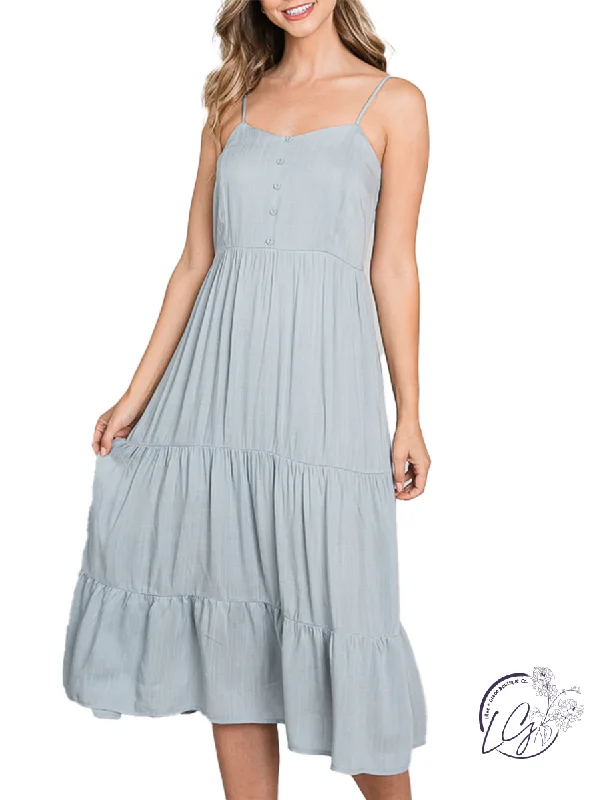 Racing Hearts Tiered Midi Dress Traditional Women's 
