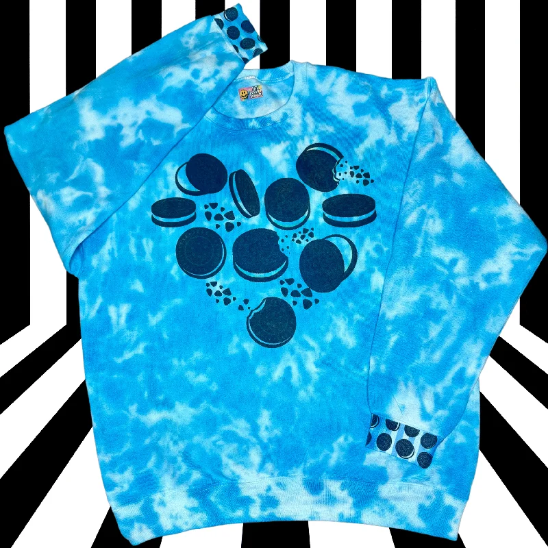 Cookie Heart Blue Tie Dye Sweatshirt Laid - back Women's Vibe