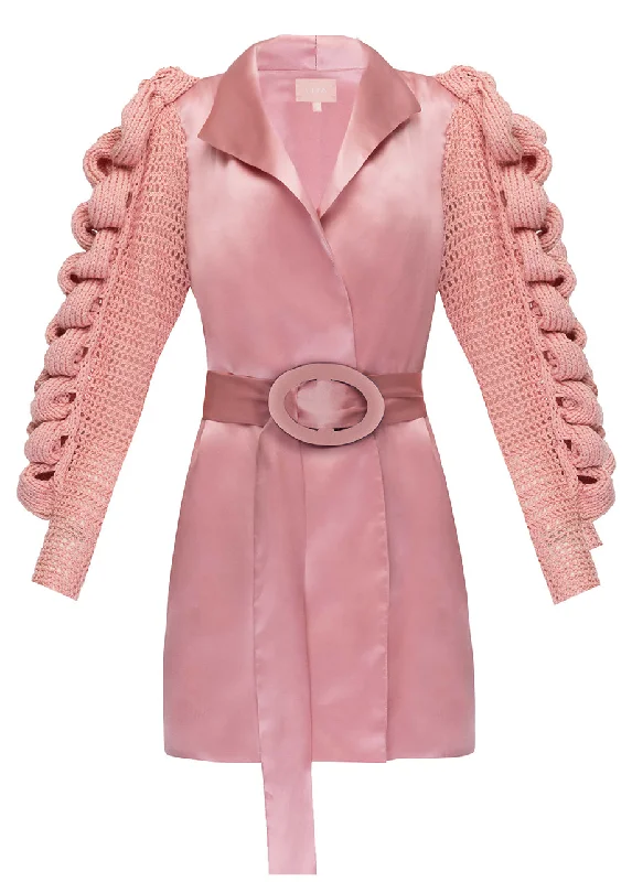 DRESS - JACKET WITH KNITTED SLEEVES Geometric