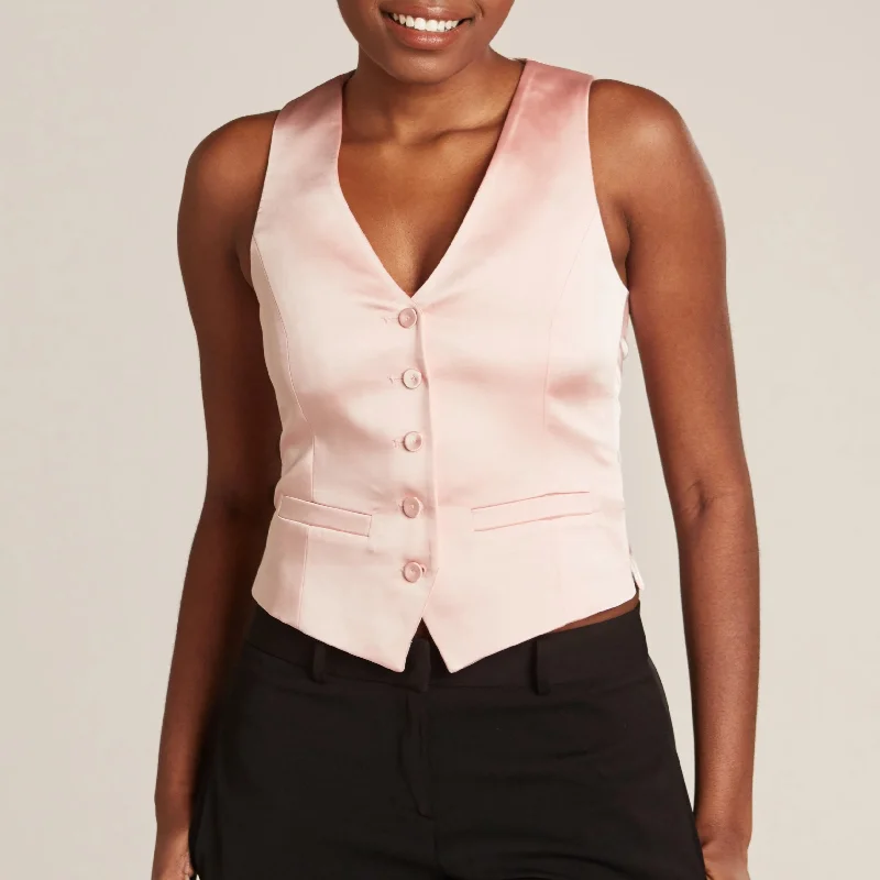 Blush Pink Tuxedo Vest Vintage Women's 1970S 