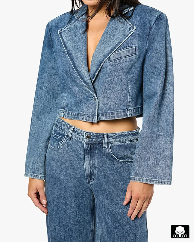 Cropped Blazer Jacket Monochromatic All - in - one