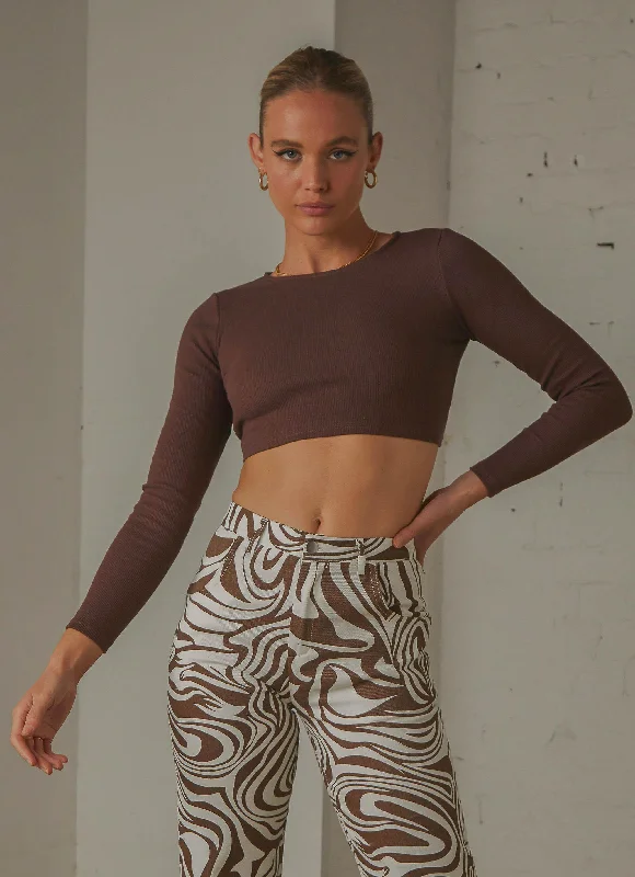 Total Crush Tie Back Top - Choc Brown Cozy Women's Winter