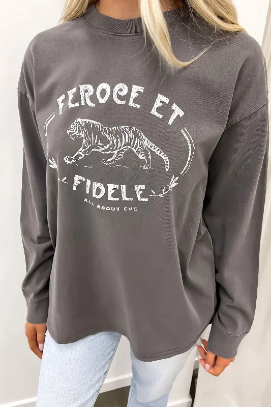 Faithful Long Sleeve Tee Charcoal Sleek Women's 