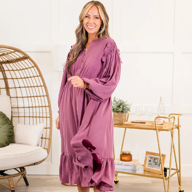 Memorize Today Dress, Eggplant Modern Women's 