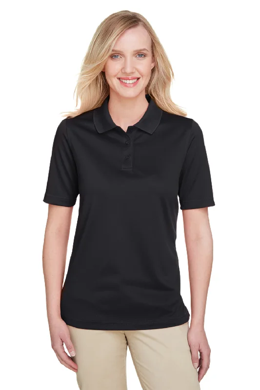 Harriton Womens Advantage Performance Moisture Wicking Short Sleeve Polo Shirt - Black Geometric Harriton Womens Advantage Performance Moisture Wicking Short Sleeve Polo Shirt - Black Geometric