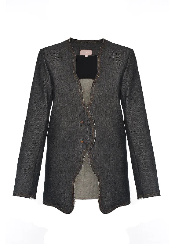DENIM JACKET WITH WAVES Confident Women's High - fashion