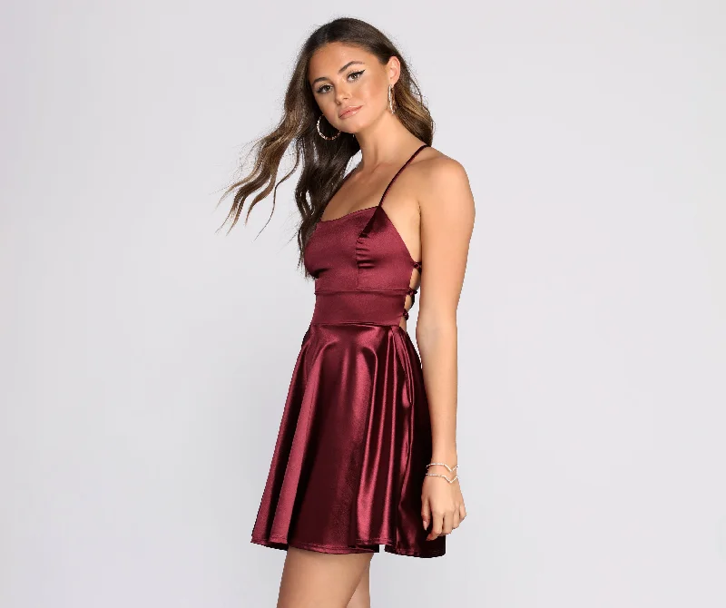 Stylish Satin Skater Dress Artistic Women's Avant - 