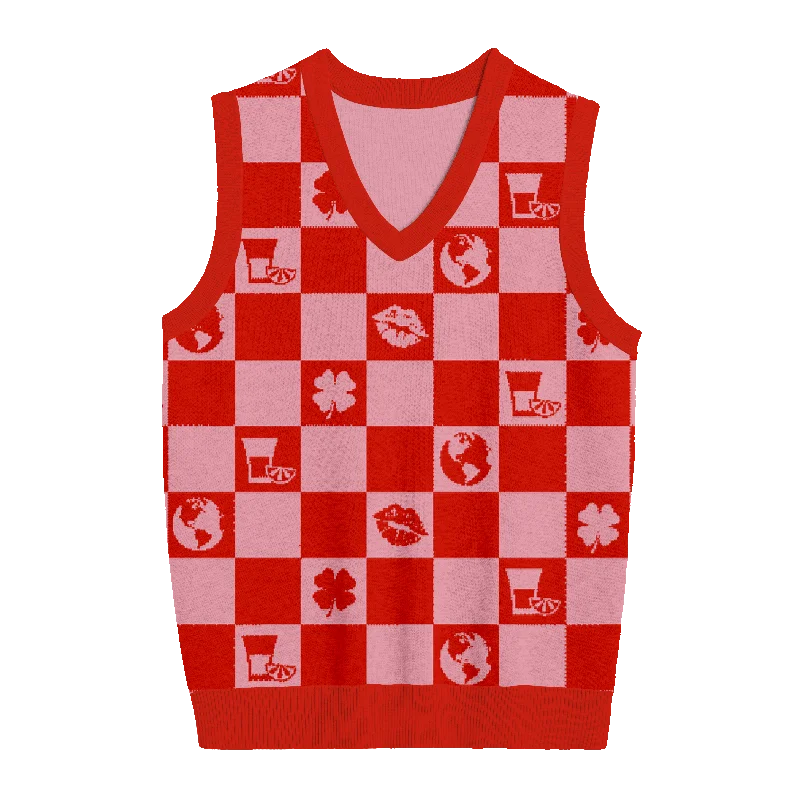 Good Luck, Babe! Checkered Knit Vest Disco