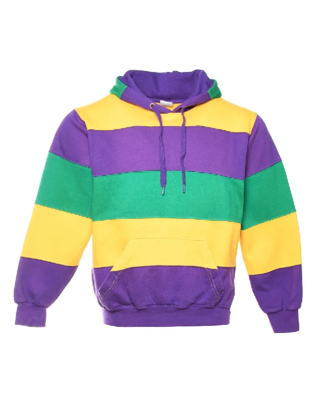 Colour Block Hooded Sweatshirt - M Trendy Women's Oversized