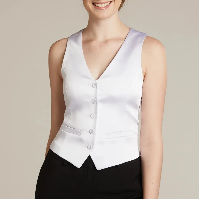 White Tuxedo Vest Refined Women's Classic 