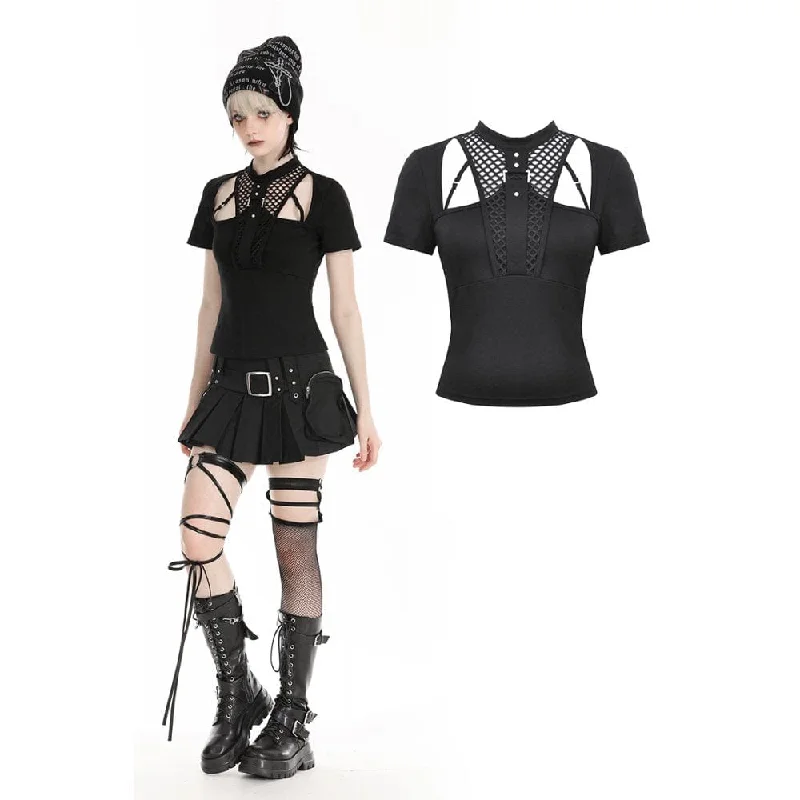 Women's Punk Cutout Mesh Splice Crop Top purpose
