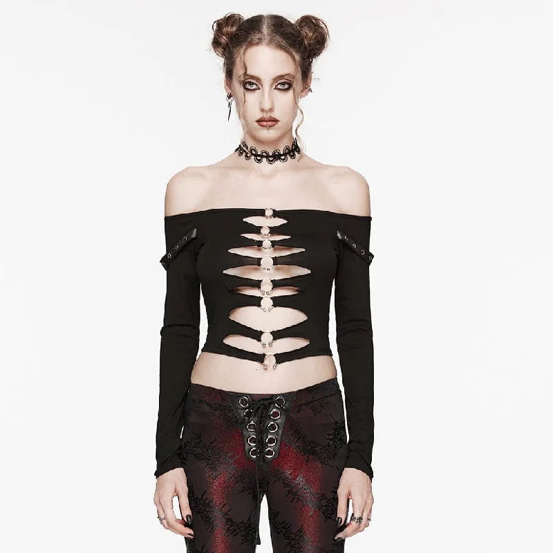 Women's Punk Cutout Off-shoulder Crop Top Bold Women's Statement