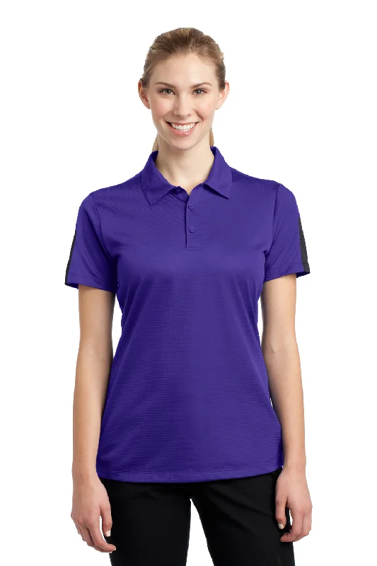 Sport-Tek Womens Active Mesh Moisture Wicking Short Sleeve Polo Shirt - Purple/Grey - Closeout Casual Women's Loose - fitting
