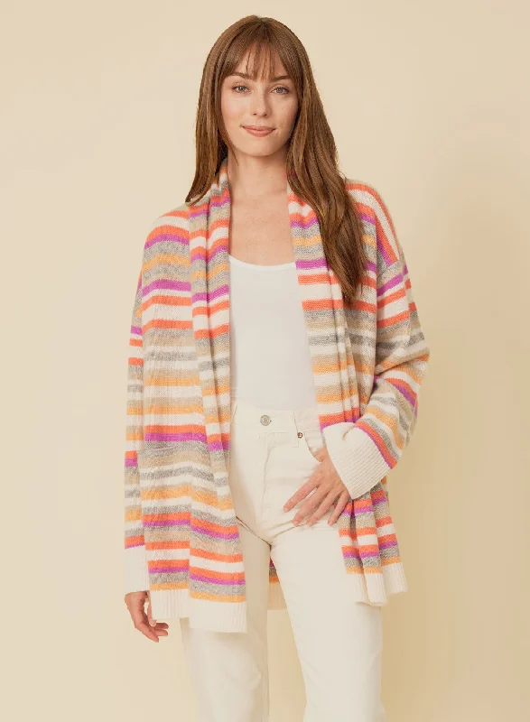 Bixby Cashmere Cardigan - Coral Combo