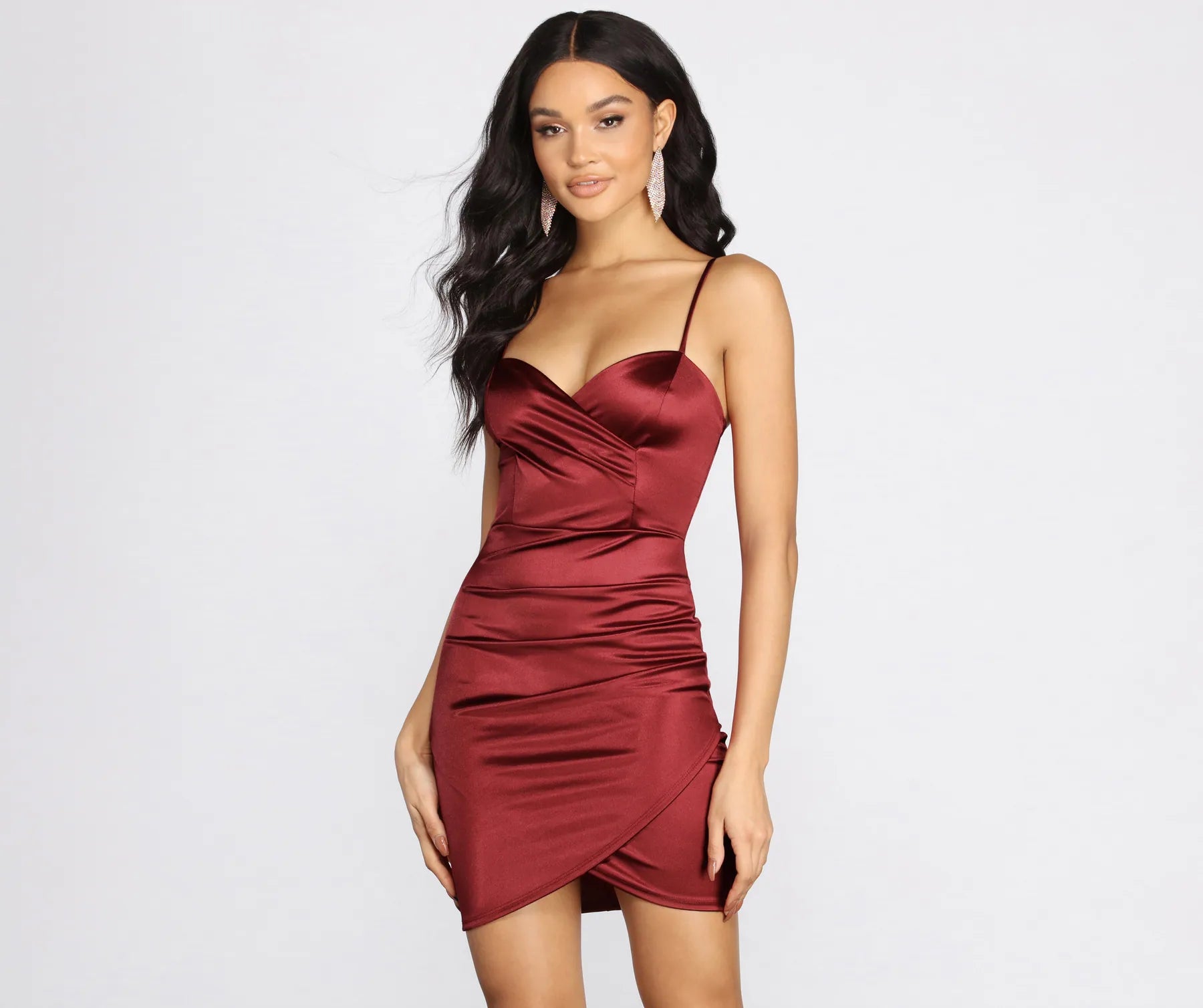 Glossy Satin Mini Dress Compression