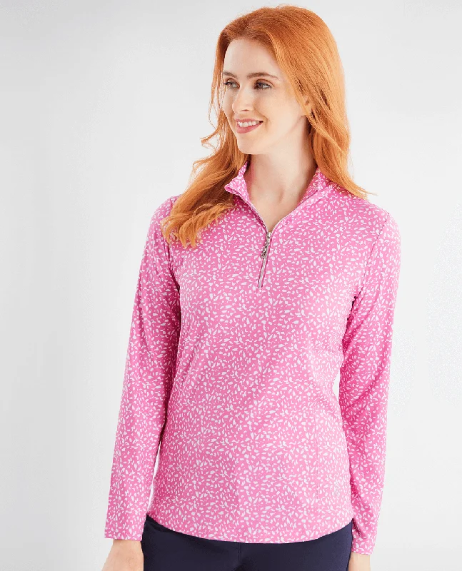 GREEN LAMB Keva Printed Zip Top 984 Bubble Gum Stencil Print Sophisticated Women's 