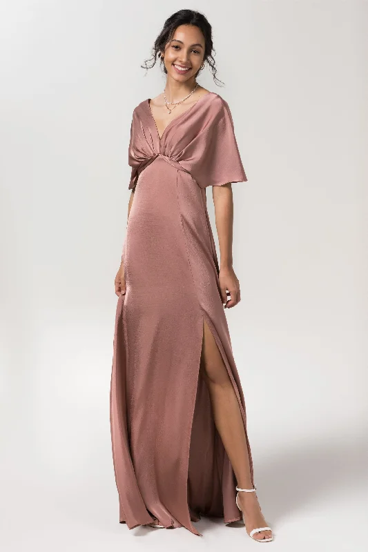Sheath Floor Length Luxe Satin Bridesmaid Dress Formal Dresses CB0584 Laid - back Women's Vibe
